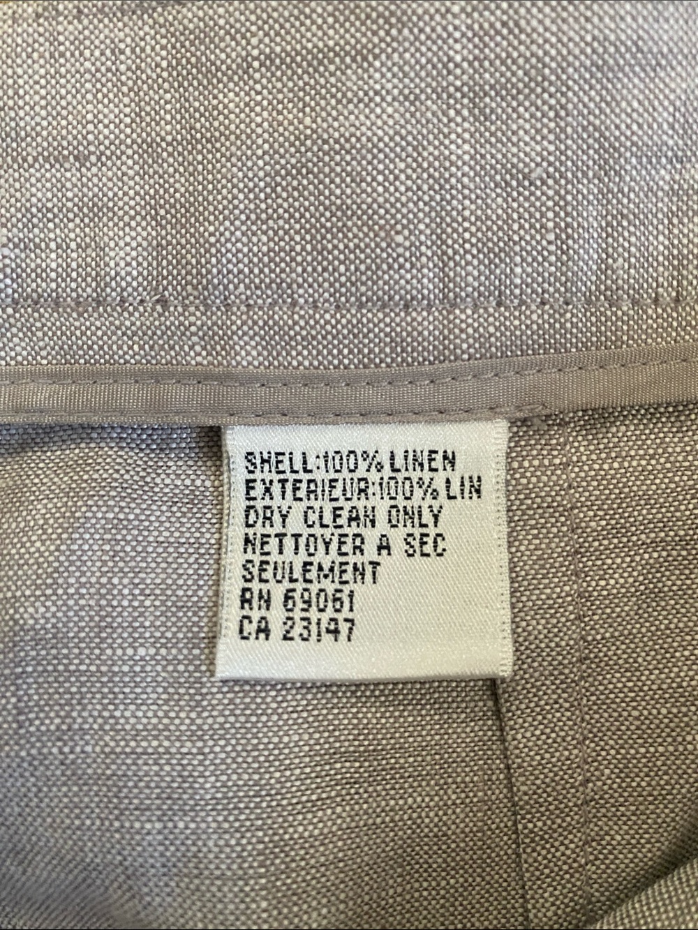 Talbots 100% Irish Linen Cropped Pleated Trouser in Oatmeal - Picture 7 of 9